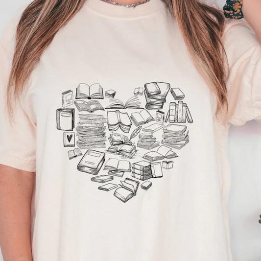 Valentines Book Heart Tshirt